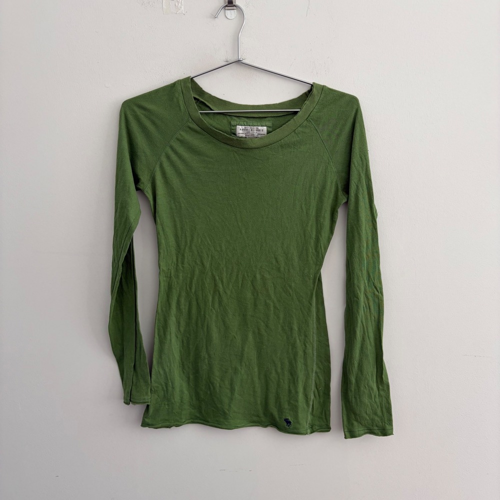 Abercrombie & Fitch Womens Medium Green Long Sleeve Crew Neck Tee Shirt